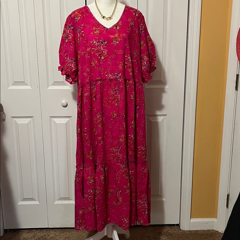 NWOT Bright Pink Floral Dress